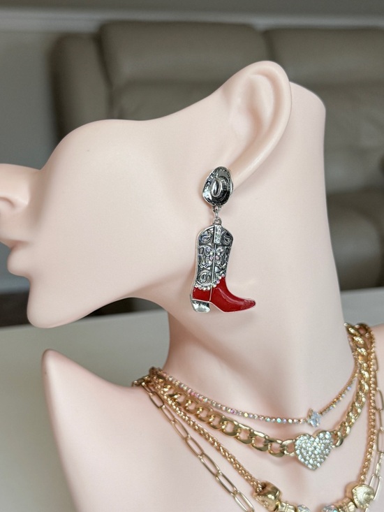 Anthropologie Jewelry - Red Cowboy Boot Dangle Earrings